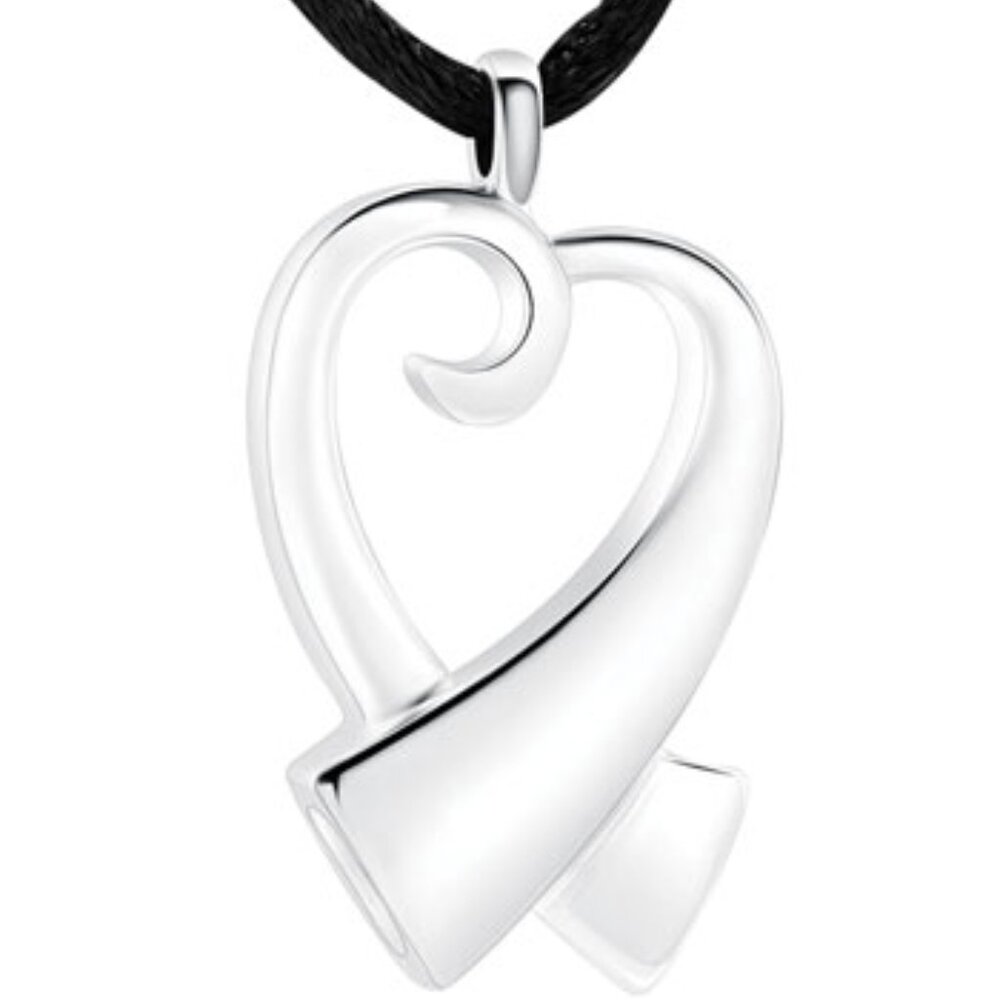 Crescent Premium Ribbon Heart Pendant